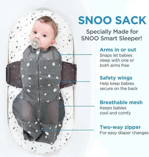 Happiest Baby SNOO Saco de Dormir - Manta Envolvente para Bebé de Algodón 100% Orgánico - Diseñado por Doctores Promueve el Desarrollo Saludable de
