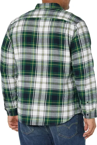 Miniatura 5 de Tienda Essentials Camisa de franela de manga larga con dos bolsillos para hombre