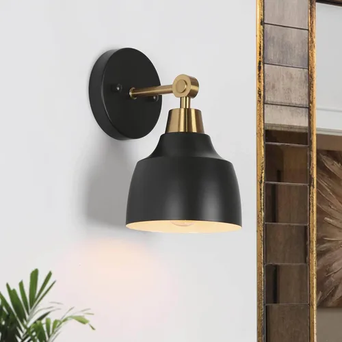 classy leaves Apliques de pared modernos negros y dorados para dormitorio, apliques de pared de metal, para baño, tocador, sala de estar, cocina,