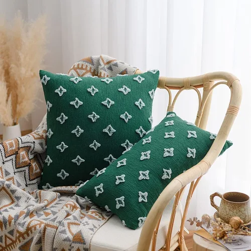 Miniatura 2 de vctops Juego de 2 fundas de cojín decorativas de algodón estilo bohemio copetudo, súper suaves y cómodas para sofá, cama, automóvil