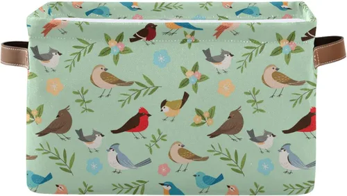 ALAZA Cesta de almacenamiento de pájaros y flores para estantes para organizar el armario, estante del cuarto del bebé, juguete de la guardería,