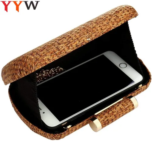 Miniatura 6 de YYW Bolso de mano de paja para mujer, bolso de paja tejida a mano para boda, fiesta, boda, verano, playa, bolsa de mimbre