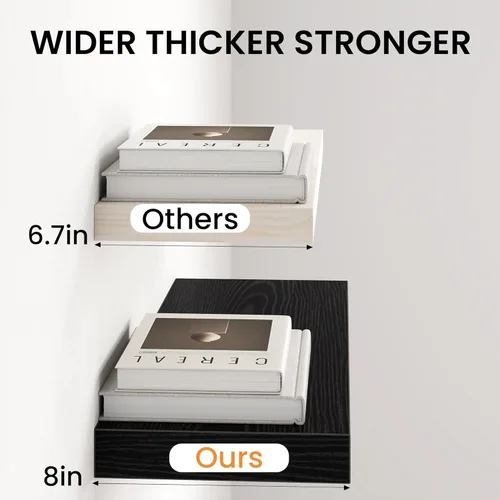 Miniatura 4 de Fun Memories Estantes flotantes de 16 pulgadas para pared, estantes de 8 pulgadas de profundidad para baño, dormitorio, cocina, montaje en pared