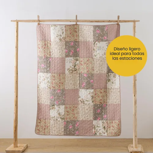 Miniatura 4 de SLPR Manta de Tiro Acolchada de Algodón, 50" x 60" Colcha de Retazos Floral Estilo Granja, Manta de Tiro de Retazos Shabby Chic Colcha de Regazo