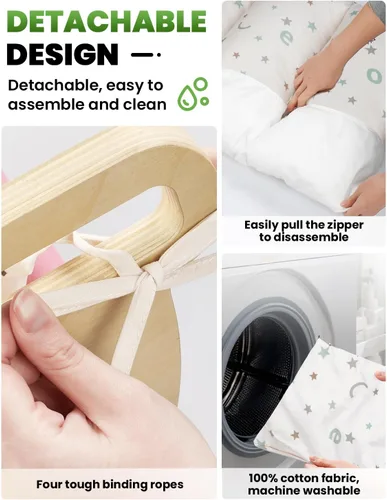 Miniatura 6 de BlueWood Conjunto de Triángulo Pikler con Cojín - Juguetes de Escalada para Niños Pequeños 9-en-1, Gimnasio de Juegos con Filosofía Montessori