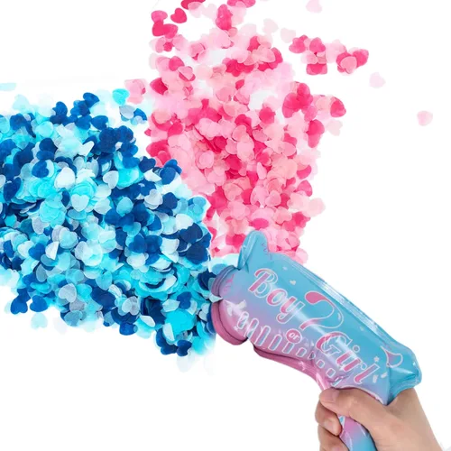 Miniatura 7 de Pistola de felicitación con globos de confeti para revelación de género, para él o ella (juego de 10) suministros de fiesta para bebé niño o niña