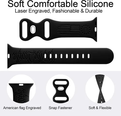 Miniatura 2 de Correas de silicona grabadas compatibles con Apple Watch de 1.496 in 1.575 in 1.614 in, correa deportiva impresa con láser compatible con iWatch