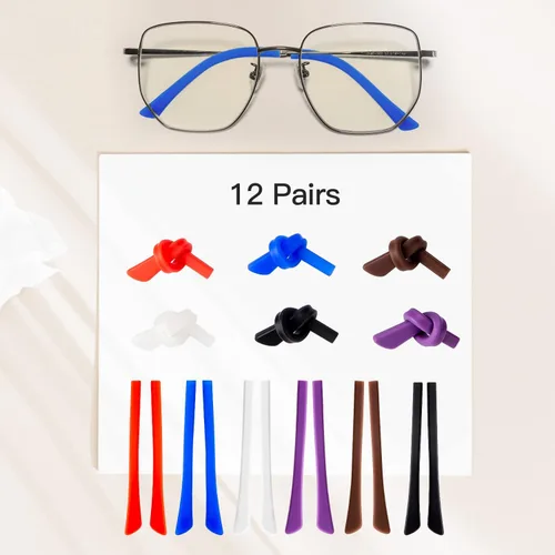 Miniatura 3 de 12 pares de puntas de silicona antideslizantes para las orejas, funda de tubo, puntas de repuesto suaves solo para lentes de sol de alambre fino