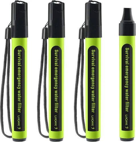 Paquete de 4 popotes de filtro de agua – Dispositivo purificador de agua – Filtración de agua personal portátil para supervivencia – para kits de