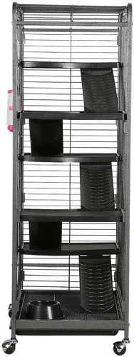 Miniatura 8 de Yaheetech 52 inches 6 Niveles interior hurón Conejo Animal Pequeño Jaula Conejera Negra.