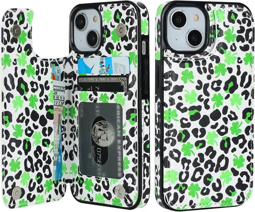 Miniatura 14 de HAOPINSH Funda tipo cartera para iPhone 14 con portarjetas, diseño de girasoles de bandera americana, tapa trasera abatible, folio, piel sintética