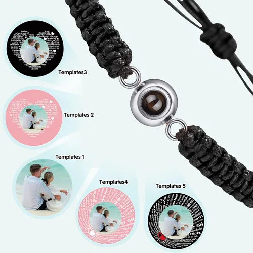 Miniatura 4 de SUPHELPU Pulseras personalizadas con imagen en el interior, pulseras personalizadas para parejas con fotos, foto circular, hecha a mano, cuerda