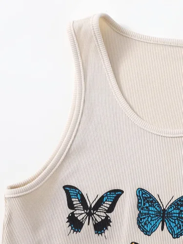 Miniatura 4 de SOLY HUX Camiseta corta sin mangas con estampado de letras casuales para mujer