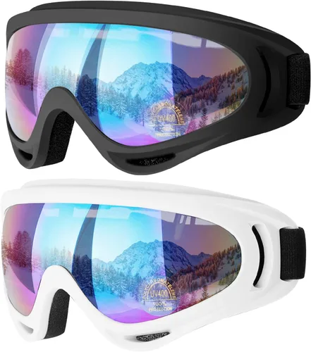 Gafas de esquí, gafas de esquí, gafas de snowboard para hombres, mujeres, jóvenes y niños 12.negro/blanco