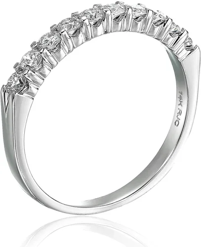 Miniatura 5 de Vir Jewels Anillo de boda con diamantes de 1 quilate, oro blanco de 14 quilates, 10 piedras redondas