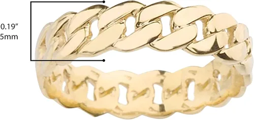 Miniatura 3 de Anillo de eternidad con cadena de eslabones cubanos de oro amarillo de 10 quilates, 0.197 in de ancho, elección de tamaño de anillo