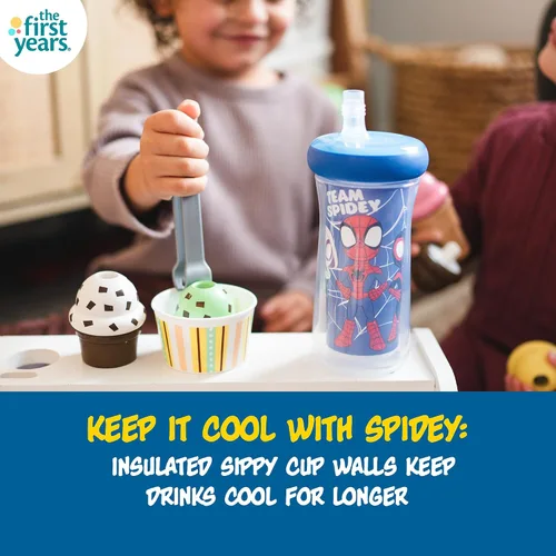 Miniatura 2 de The First Years Spidey and His Amazing Friends - Vasos aislados con pajita para niños pequeños con pajitas y protección DropGuard - Botellas de agua