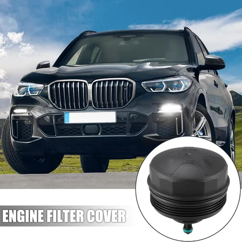 Miniatura 2 de X AUTOHAUX Cubierta negra del casquillo del filtro del motor del aceite del coche para BMW 128i 135i 228i 320i 328i 335i X1 X3 11-42-7-525-334