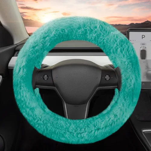 Miniatura 16 de Carbella Funda de volante suave de piel sintética trenzada negra, tamaño estándar de 15 pulgadas, se adapta a la mayoría de vehículos, funda mullida