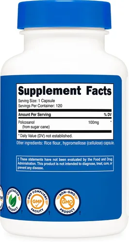 Miniatura 5 de Nutricost Policosanol 100 mg, 120 cápsulas - Sin gluten, sin OMG y apto para vegetarianos
