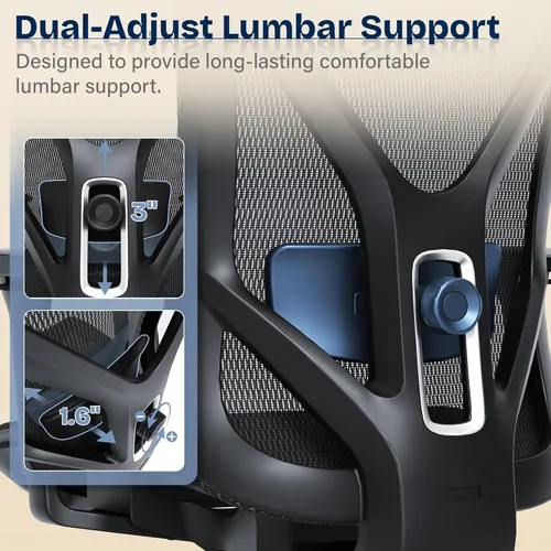Miniatura 4 de Silla de oficina ergonómica, sillas de escritorio de malla para computadora con soporte lumbar ajustable, reposabrazos 3D, función de inclinación