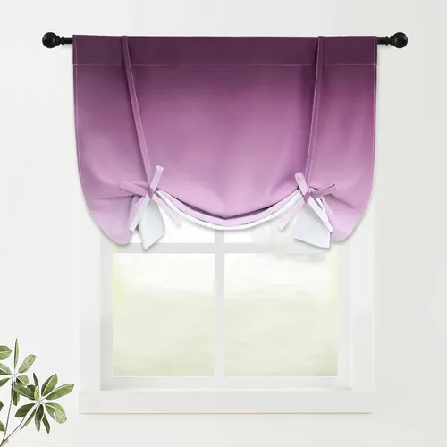 Miniatura 180 de COSVIYA Cortinas 100% Opacas Azul Degradado con Lazos Ajustables para Cocina Aislamiento Térmico Oscurecimiento de Habitación Cenefa con Bolsillo