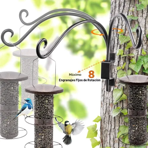 Miniatura 2 de AJART - Gancho para colgar macetas y comederos de pájaros en exteriores, color negro A-1 pieza