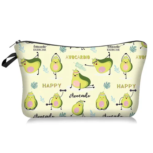 FITINI Bolsa de maquillaje de aguacate de viaje, pequeña bolsa organizadora de cosméticos portátil para mujeres y niñas, con cremallera,