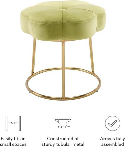 Miniatura 11 de Linon Talulah - Taburete decorativo y tocador verde claro y dorado