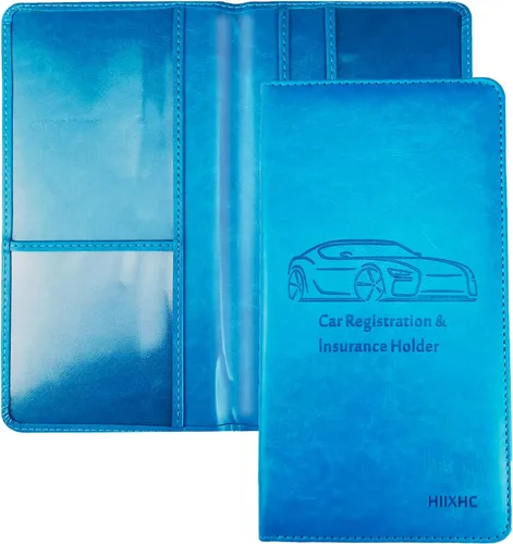 Miniatura 34 de Portador de Tarjeta de Registro e Seguro de Automóvil - Cartera Estuche Organizador de Documentos y Papeles de Automóvil de Cuero para Guantera