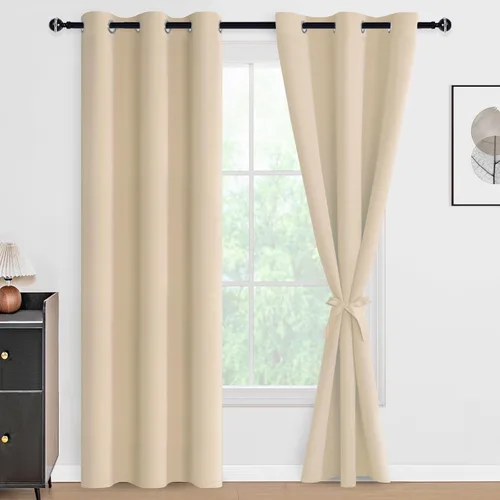 Miniatura 129 de DWCN Cortinas 100% opacas de 84 pulgadas de largo para dormitorio con forro negro, paneles de cortina de ventana de doble capa con aislamiento Azul