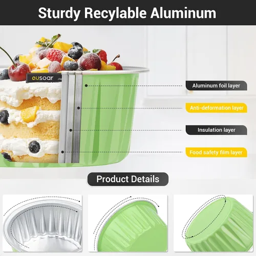 Miniatura 3 de EUSOAR Forros para cupcakes para hornear, 50 forros para magdalenas de 5 onzas, moldes de papel de aluminio desechables, recipientes de postre, 5