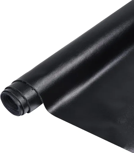 Miniatura 5 de Tela de cuero sintético impermeable de 108 x 54 pulgadas, vinilo marino, piel sintética, no se agrieta para tapicería, vehículo, pontón, barco, Negro