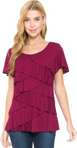Miniatura 4 de LEEBE - Blusa con volantes para mujer, talla extragrande (S a 5XL)
