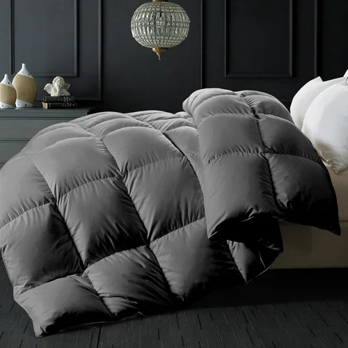 ELNIDO QUEEN® Edredón de fibra de plumón tamaño King – Relleno de edredón Gris esponjoso para todas las estaciones – Lujoso edredón de cama de hotel