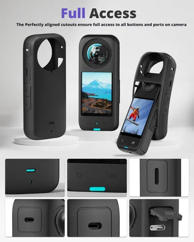 Miniatura 4 de Funda protectora de silicona para Insta 360 X4/X5 con tapa de lente, protector de pantalla para accesorios Insta 360 X4, kit de accesorios