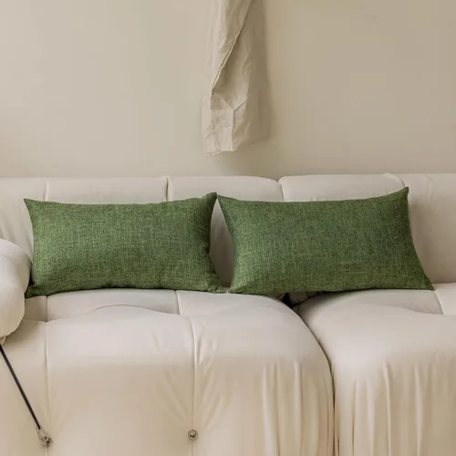 Miniatura 19 de Fundas de almohada decorativas Demetex grises 18x18, fundas de almohada cuadradas de lino para sofá, fundas de almohada estilo granja para cama