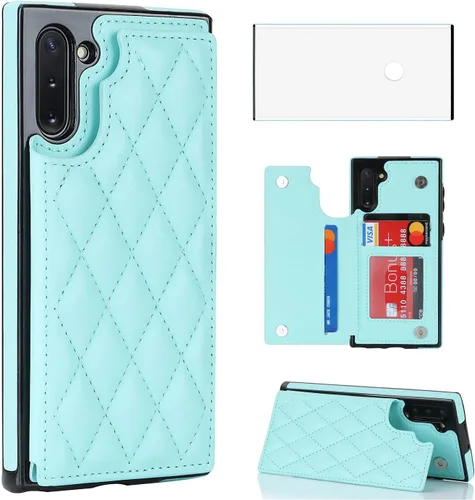 Asuwish Funda de teléfono para Samsung Galaxy Note 10 5G Funda tipo cartera con protector de pantalla de vidrio templado y soporte de tarjeta RFID