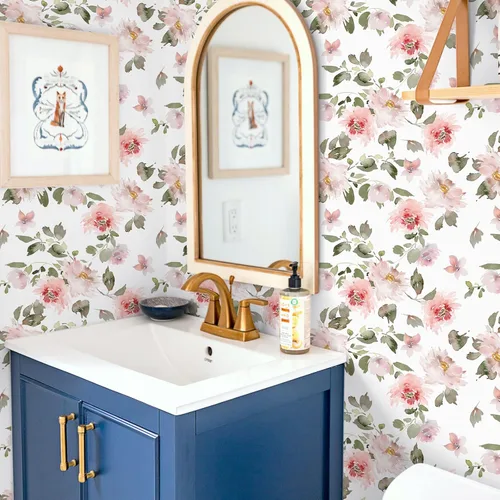 Miniatura 4 de VEELIKE Papel tapiz floral rosa suave de 17.7 x 118 pulgadas, papel de contacto floral de peonías vintage para paredes, armarios, estantes
