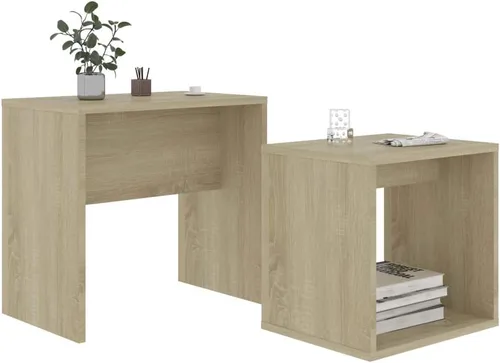 Miniatura 3 de Mesa auxiliar, mesa de centro cuadrada adecuada para sala de estar, oficina, balcón, estudio, juego de sala de estar familiar, roble Sonoma de 18.9