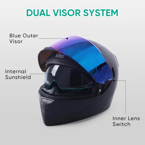 Miniatura 5 de Full Face Motorcycle Helmets for Adults Men and Women with Internal Tinted Visor Negro (Dumb black)