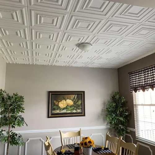 Miniatura 5 de À LA MAISON CEILINGS R31 Chestnut Grove - Azulejos de techo de espuma (21.6 pies cuadrados/caja), paquete de 8, color blanco liso