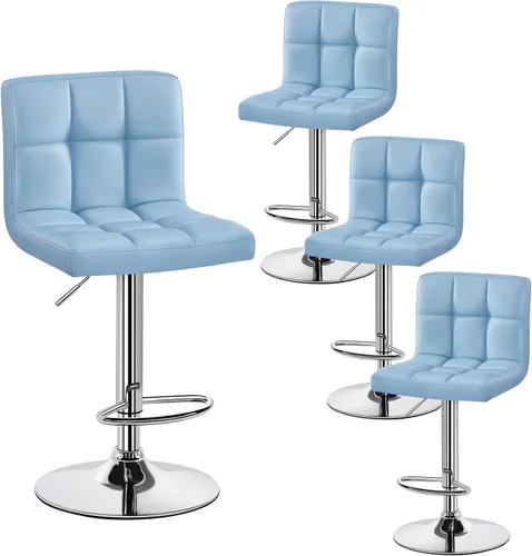 Miniatura 38 de Yaheetech Taburete de bar individual, taburetes giratorios de piel sintética ajustables, taburetes modernos con respaldo y reposapiés, taburetes