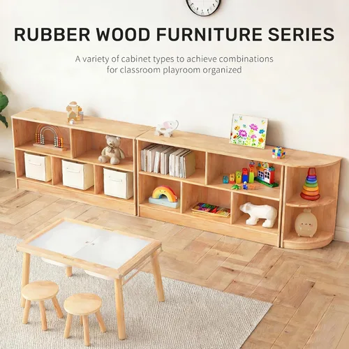 Miniatura 7 de wingyz Organizador de almacenamiento de madera, 35.5 pulgadas de largo, estante Montessori de 5 secciones para juguetes y libros, armario de madera