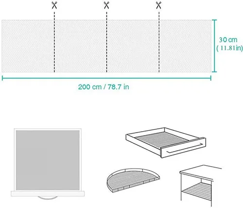 Miniatura 3 de Forro para Estantes Forro para Cajones Tapete Antideslizante Forros para Estantes 12" X 6.5' Patrón de Cuadrícula PVC No Adhesivo Forro con Agarre