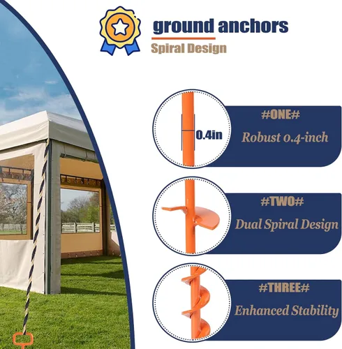 Miniatura 3 de Estacas de tienda de campaña de 16 pulgadas, anclajes de tierra atornillados, con 1 adaptador resistente para anclajes de tierra de tornillo, kit