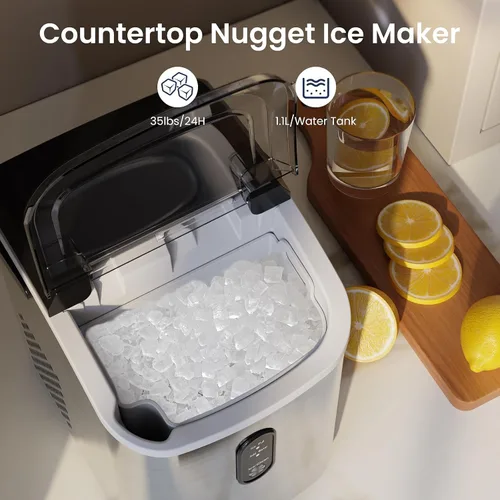 Miniatura 4 de Antarctic Star Fabricadores de Hielo en Cubitos para Encimera con Auto-Limpieza, 35 libras/día, Máquina de Hielo Sónico Portátil con Asa, Canasta