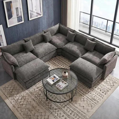 Miniatura 19 de Juego de sofá de felpilla Cloud de 77 pulgadas con almohadas, sofá biplaza de asiento profundo para apartamentos, ahorro de espacio de 2 plazas
