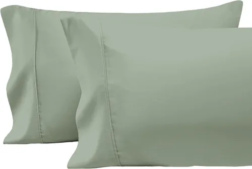 Miniatura 66 de Pizuna Juego de 2 fundas de almohada de 100 % algodón puro, tamaño estándar, color blanco, lujosas fundas de almohada de 400 hilos de satén