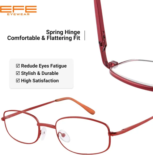 Miniatura 4 de EFE Lentes de lectura con marco de alambre de metal para hombres y mujeres, lentes ligeros con bisagra de resorte 1.0, paquete de 4